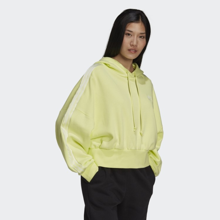 Moletom Amarelo Adidas Adicolor Classics Com Capuz Cropped Em Fita De Cetim