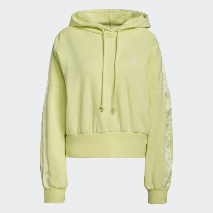 Moletom Amarelo Adidas Adicolor Classics Com Capuz Cropped Em Fita De Cetim