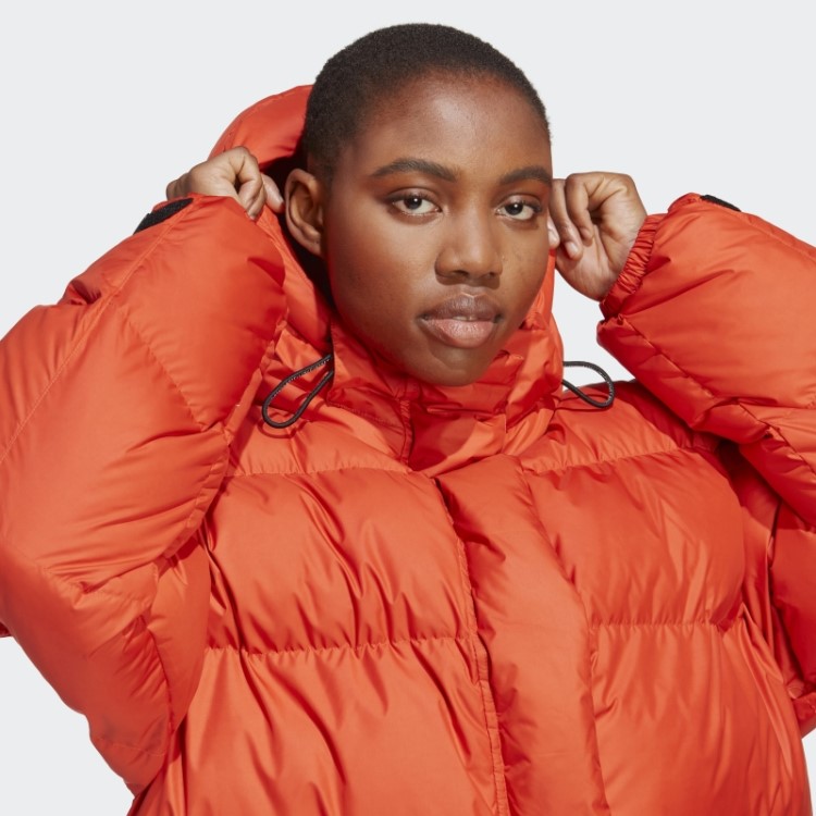 Adidas By Stella Mccartney Jaqueta De Inverno Acolchoada De Comprimento Médio Queimado Moda Cayenne