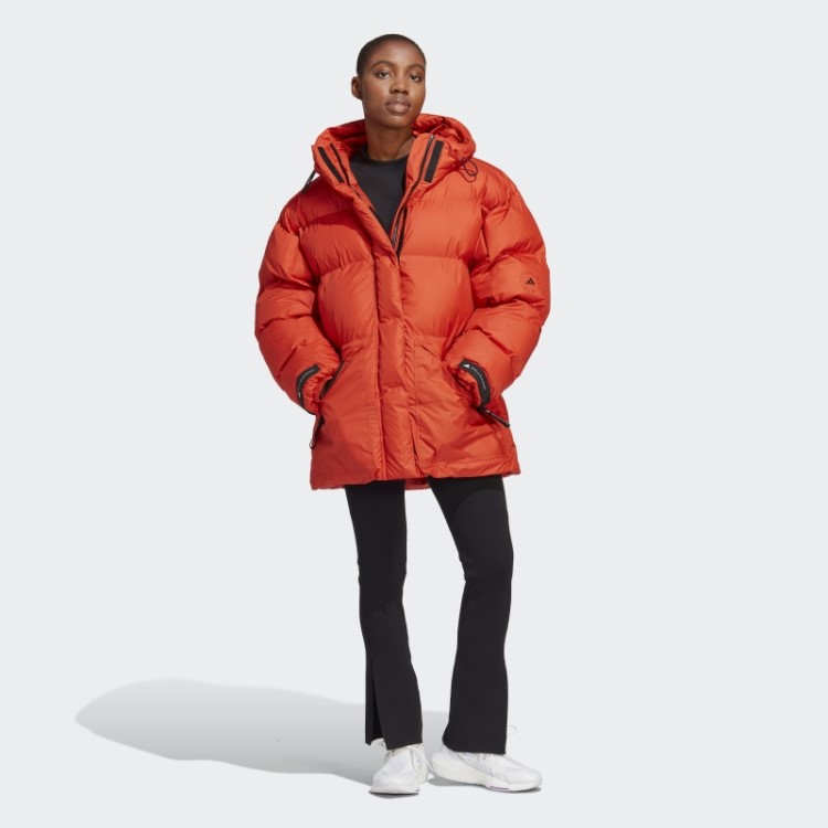 Adidas By Stella Mccartney Jaqueta De Inverno Acolchoada De Comprimento Médio Queimado Moda Cayenne