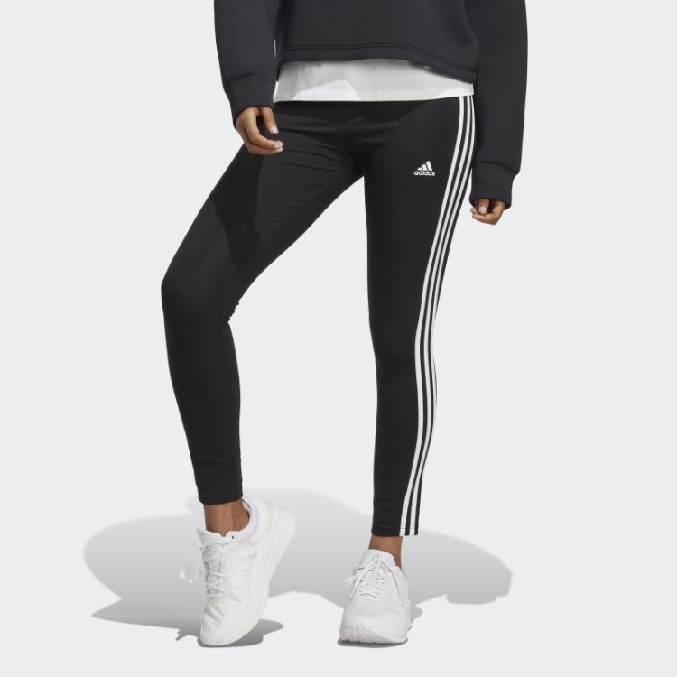 Leggings Pretas Essenciais Com As 3 Listras E Cintura Alta De Jérsei único Adidas