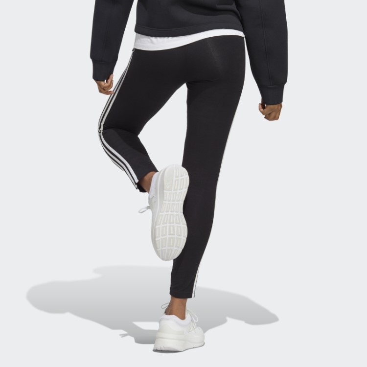 Adidas Essentials Legging Preta Com As Três Listras E Cintura Alta