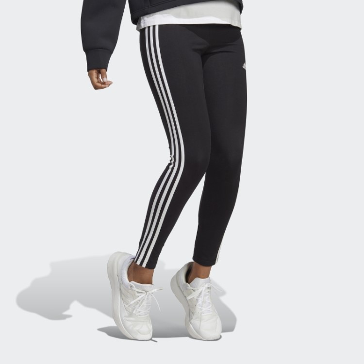 Adidas Essentials Legging Preta Com As Três Listras E Cintura Alta