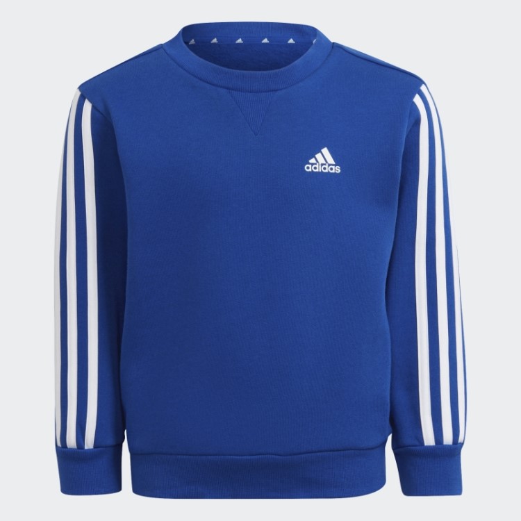 Moletom Com Gola Careca E Três Listras Azul Royal Adidas
