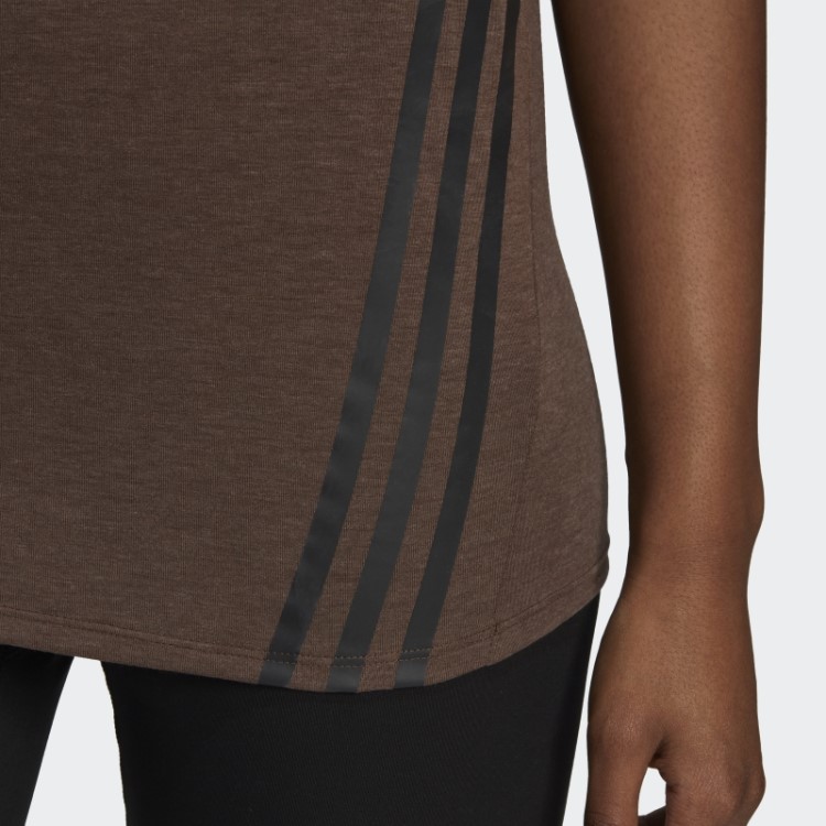 Camiseta Com As Três Listras Trainicons Marrom Adidas