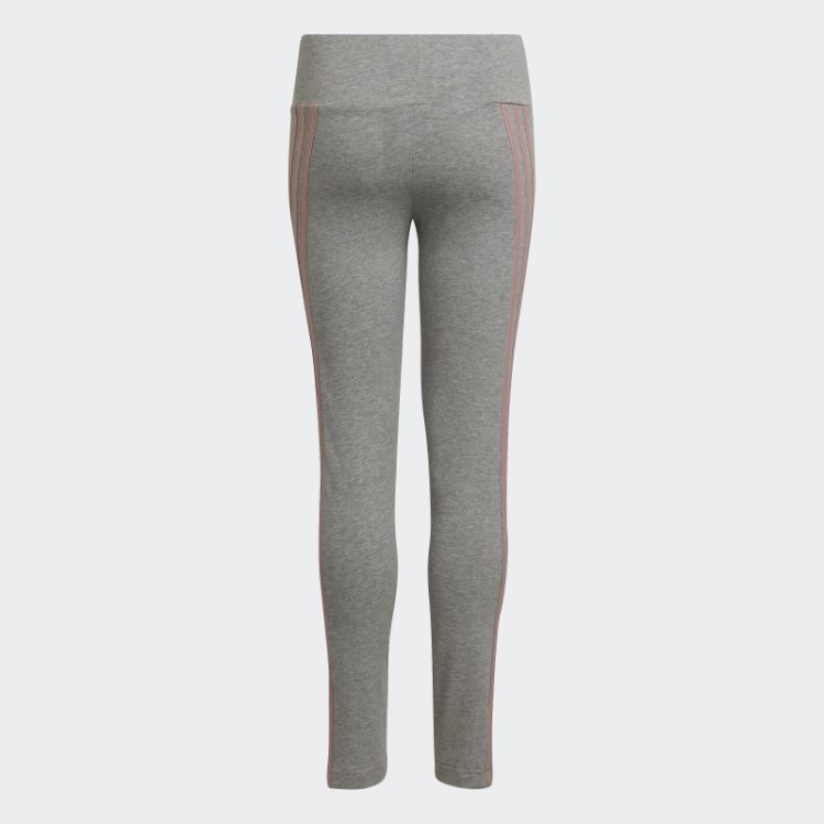 Leggings De Algodão Cinza Médio Com As Três Listras Da Adidas