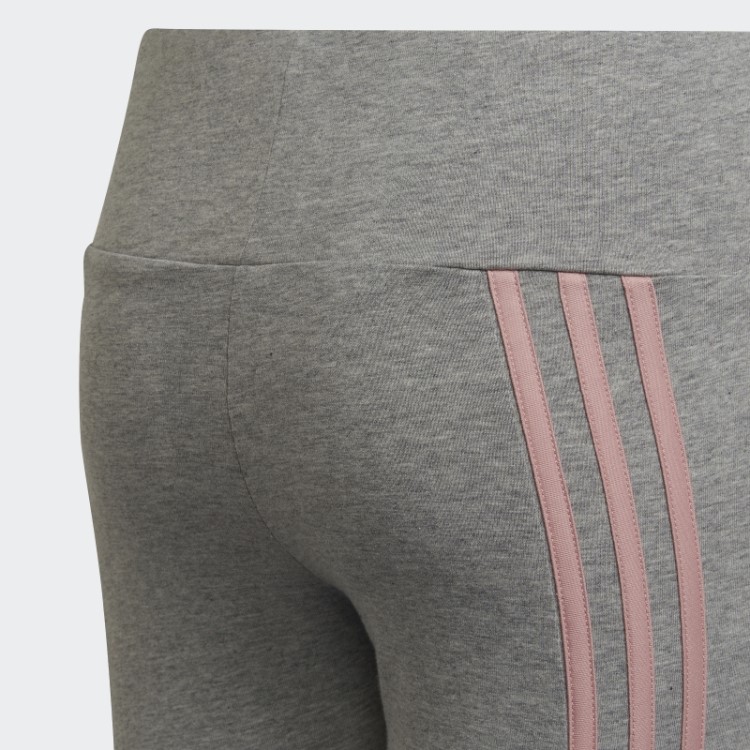 Leggings De Algodão Cinza Médio Com As Três Listras Da Adidas