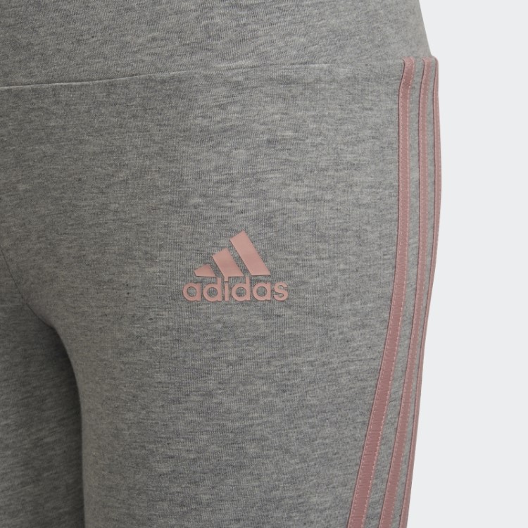Leggings De Algodão Cinza Médio Com As Três Listras Da Adidas