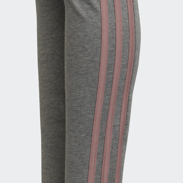 Leggings De Algodão Cinza Médio Com As Três Listras Da Adidas