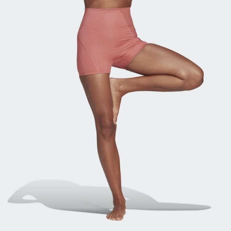 Legging Curta Cintura Super Alta Adidas Red Yoga Studio Luxe Fire