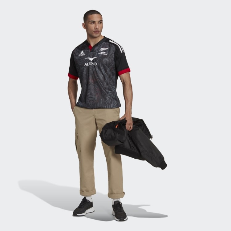 Camisa Preta Maori All Black Réplica De Rugby Adidas