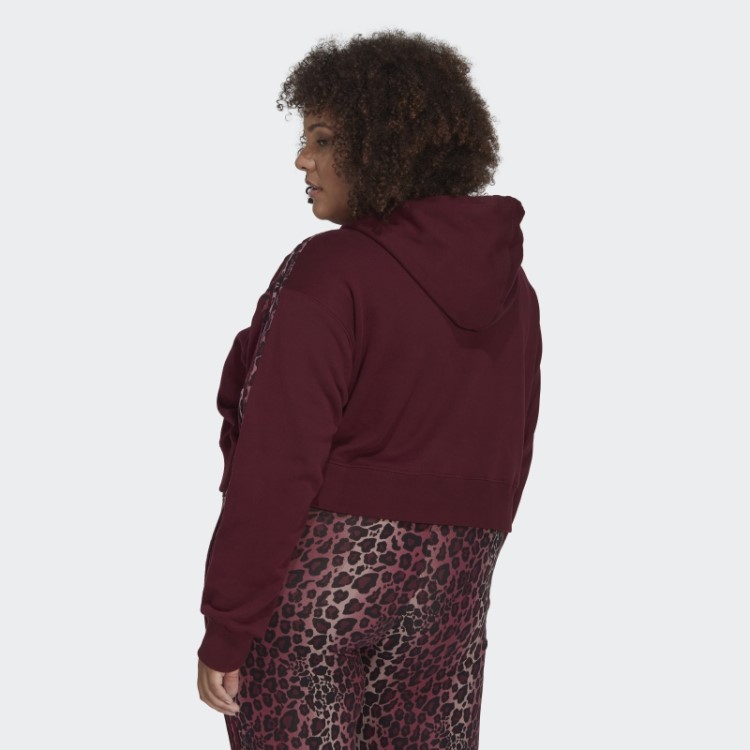 Moletom Com Capuz Crop Print 3 Listras (tamanho Grande) Marrom Adidas