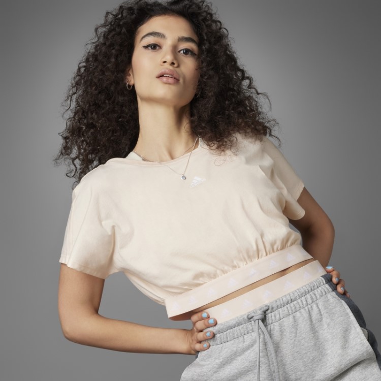 Camiseta Cropped De Algodão Adidas Hyperglam Laranja