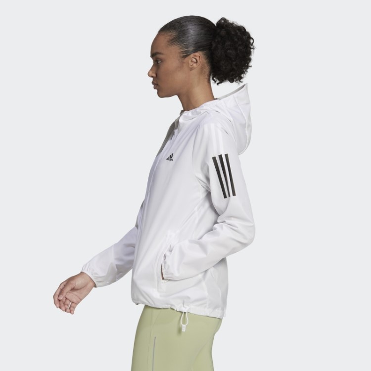 Adidas White Own The Run Blusão De Corrida Com Capuz