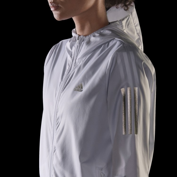 Adidas White Own The Run Blusão De Corrida Com Capuz