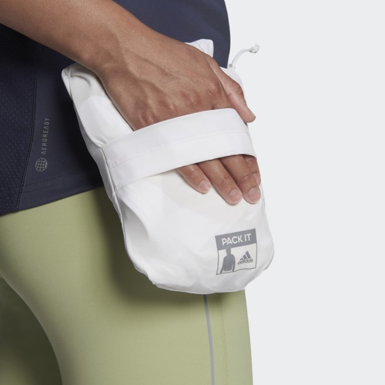 Adidas White Own The Run Blusão De Corrida Com Capuz