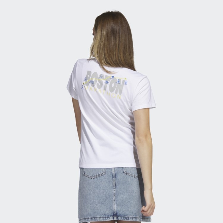 Camiseta Branca Boston Marathon 2023 Map Graphic Adidas