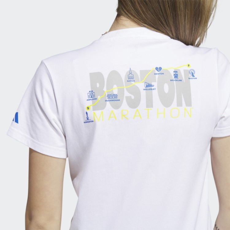 Camiseta Branca Boston Marathon 2023 Map Graphic Adidas