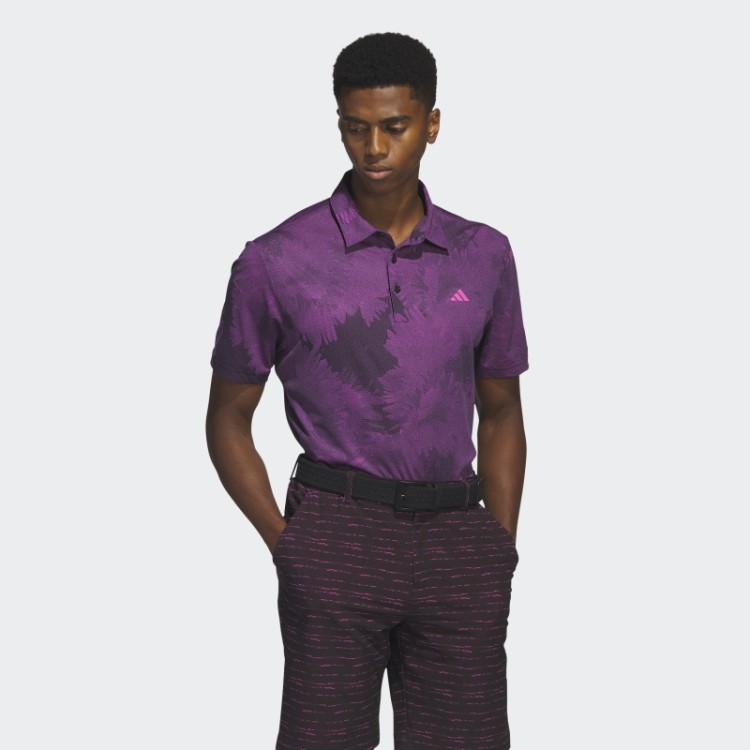 Adidas Camisa Polo De Golfe De Malha De Flores Preta