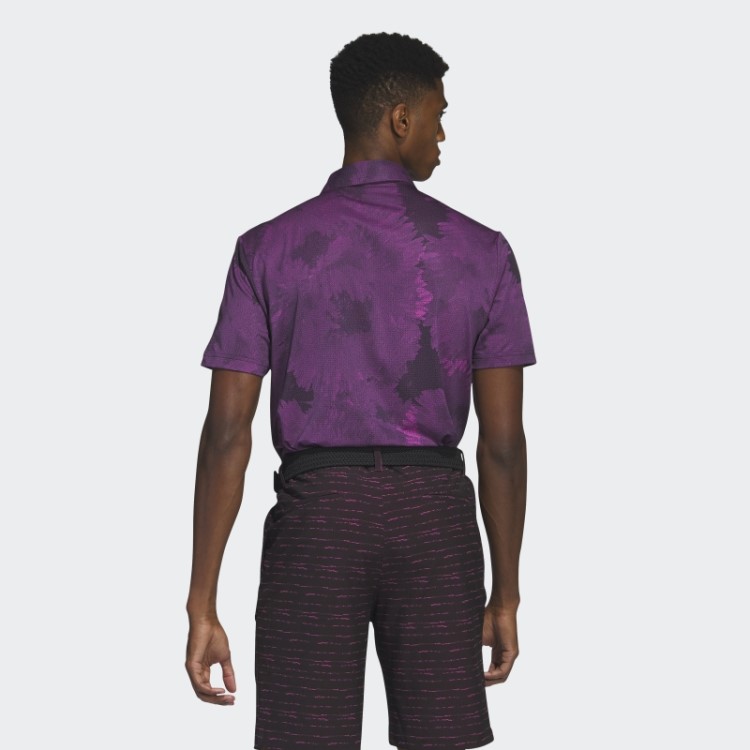 Adidas Camisa Polo De Golfe De Malha De Flores Preta