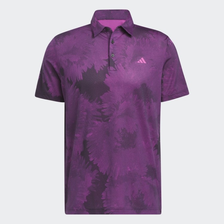 Adidas Camisa Polo De Golfe De Malha De Flores Preta