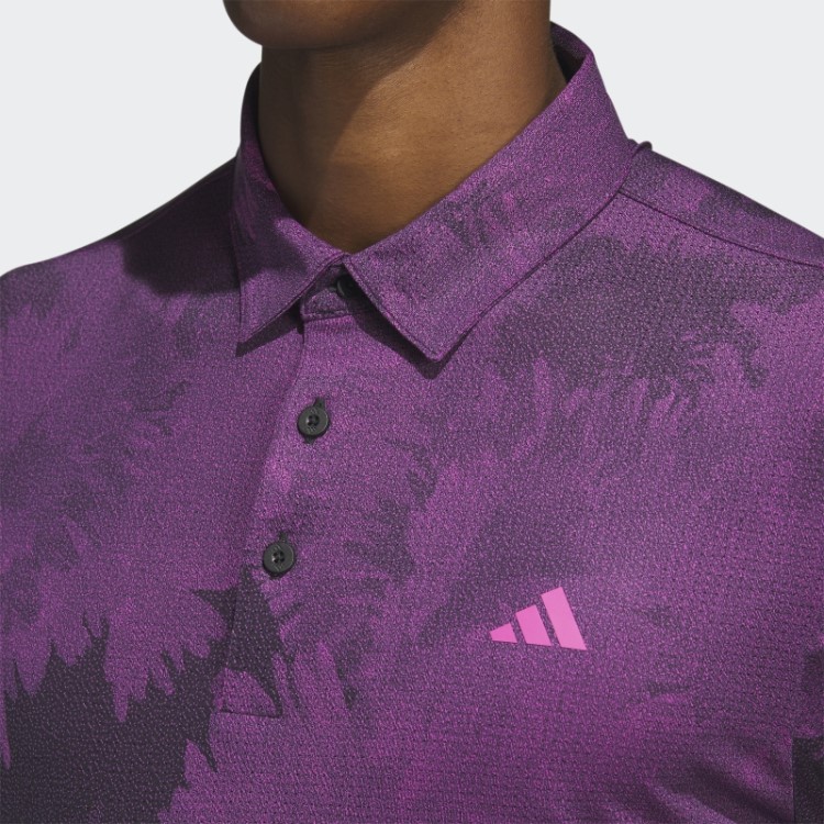 Adidas Camisa Polo De Golfe De Malha De Flores Preta