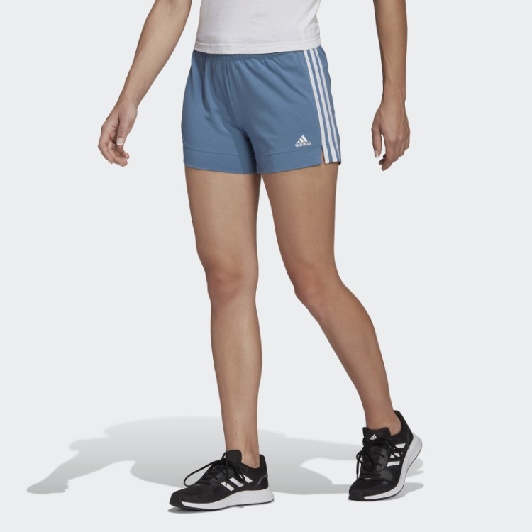 Bermuda Slim Com As Três Listras Azul Alterada Da Adidas