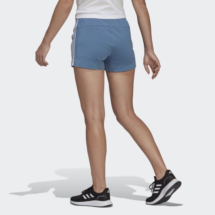 Bermuda Slim Com As Três Listras Azul Alterada Da Adidas