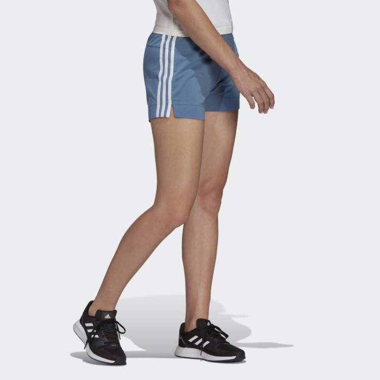 Bermuda Slim Com As Três Listras Azul Alterada Da Adidas