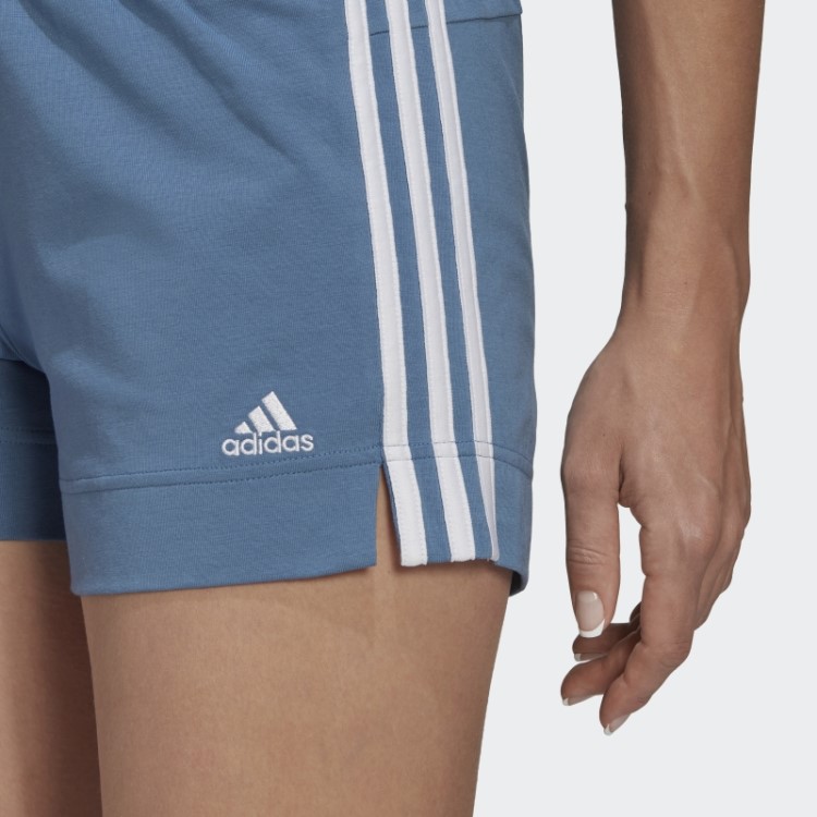 Bermuda Slim Com As Três Listras Azul Alterada Da Adidas