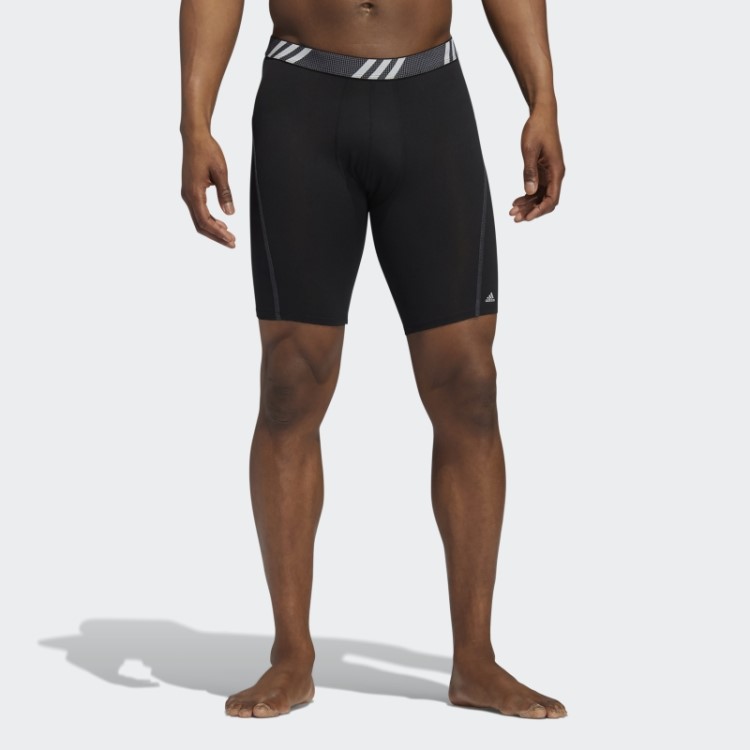 Cueca Boxer Longa De Malha De Desempenho 3 Pares Adidas Preto