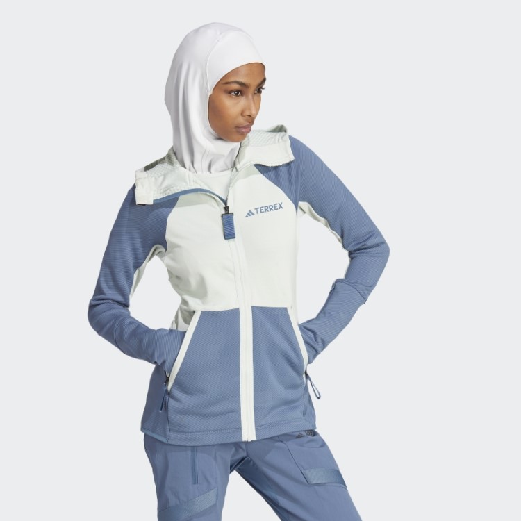 Adidas Terrex Tech Flooce Jaqueta De Lã Para Caminhada Com Capuz Verde