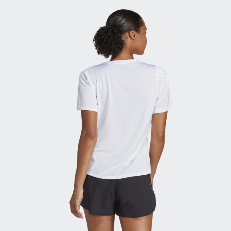 Camiseta De Corrida Branca Adidas Run Icons Com 3 Listras E Baixo Teor De Carbono