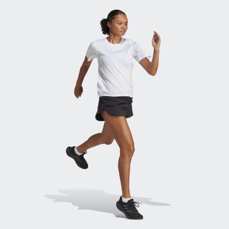Camiseta De Corrida Branca Adidas Run Icons Com 3 Listras E Baixo Teor De Carbono