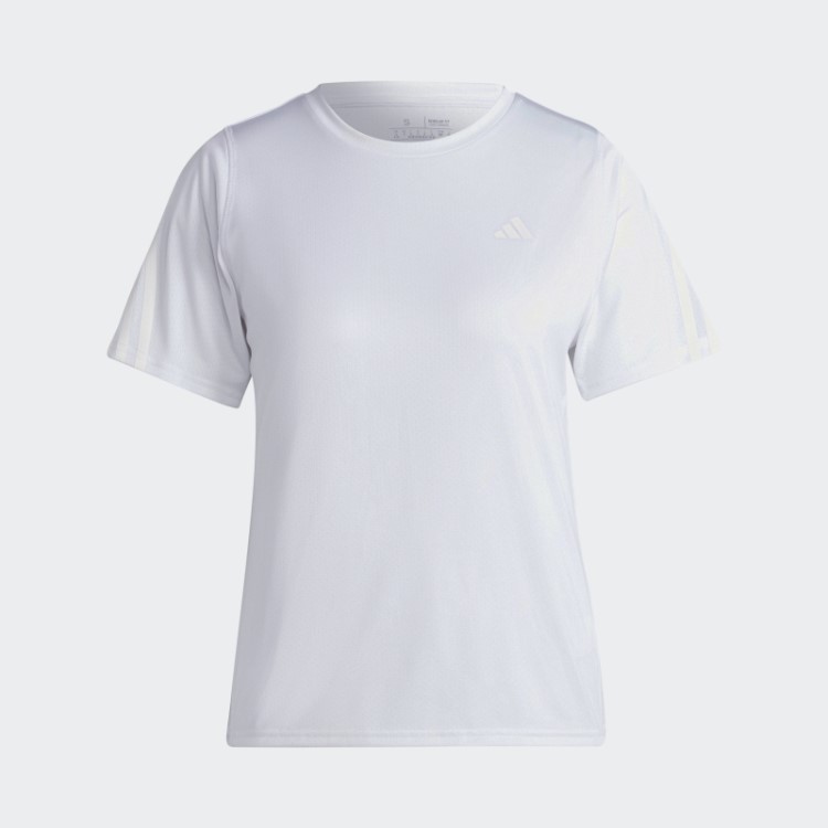 Camiseta De Corrida Branca Adidas Run Icons Com 3 Listras E Baixo Teor De Carbono