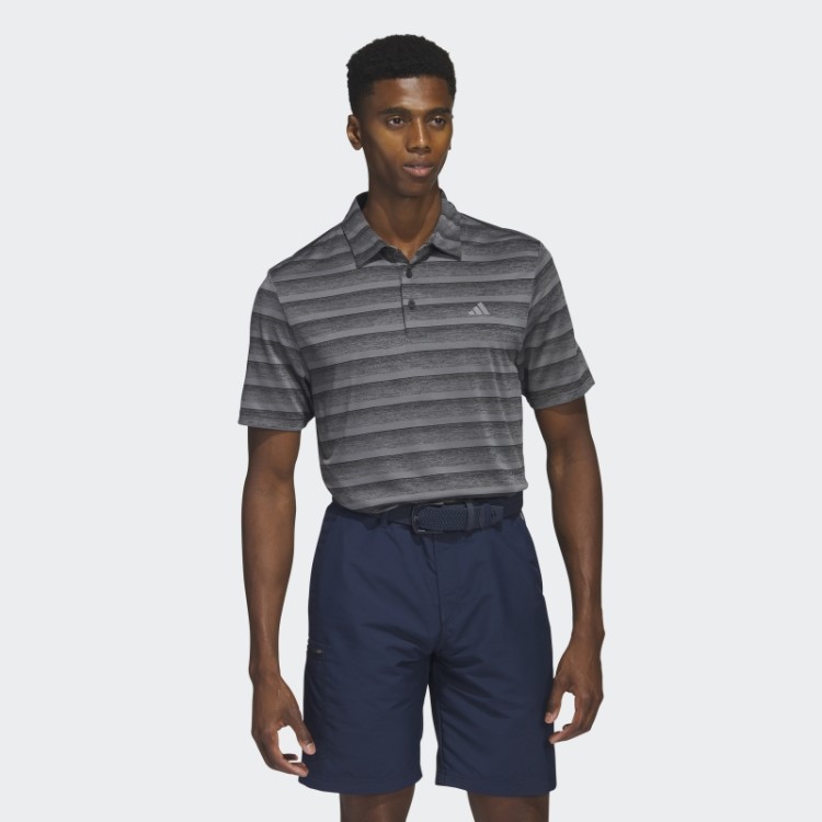 Adidas Camisa Polo Listrada De Duas Cores Cinza