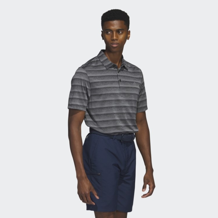 Adidas Camisa Polo Listrada De Duas Cores Cinza