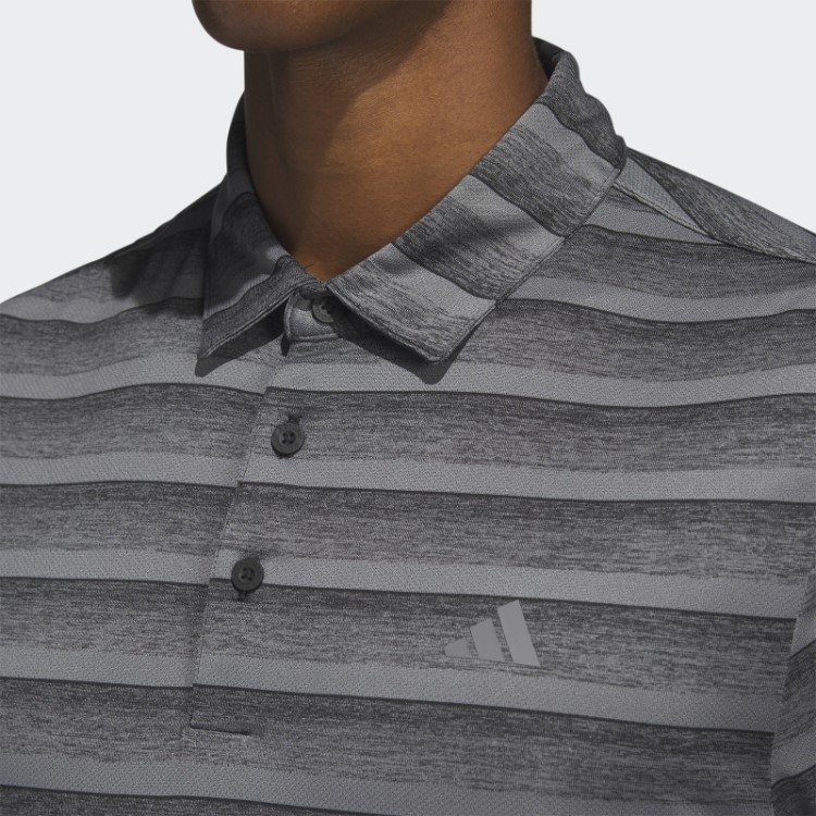 Adidas Camisa Polo Listrada De Duas Cores Cinza