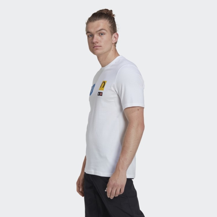 Camiseta Branca Adidas X Lego Com Gráfico De Futebol Fashion