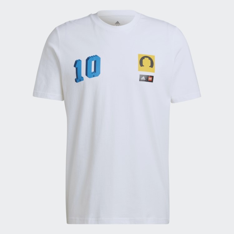 Camiseta Branca Adidas X Lego Com Estampa De Futebol