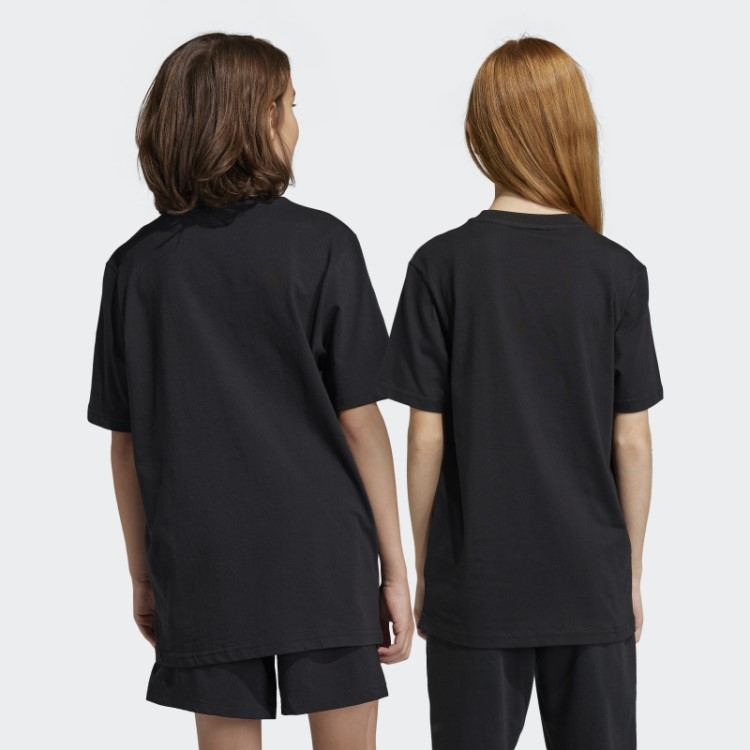 Camiseta Solta De Algodão Com Logo Grande Preto Essencial Adidas