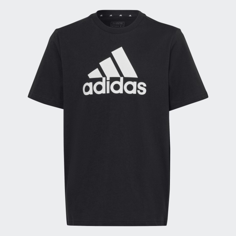 Camiseta Solta De Algodão Com Logo Grande Preto Essencial Adidas