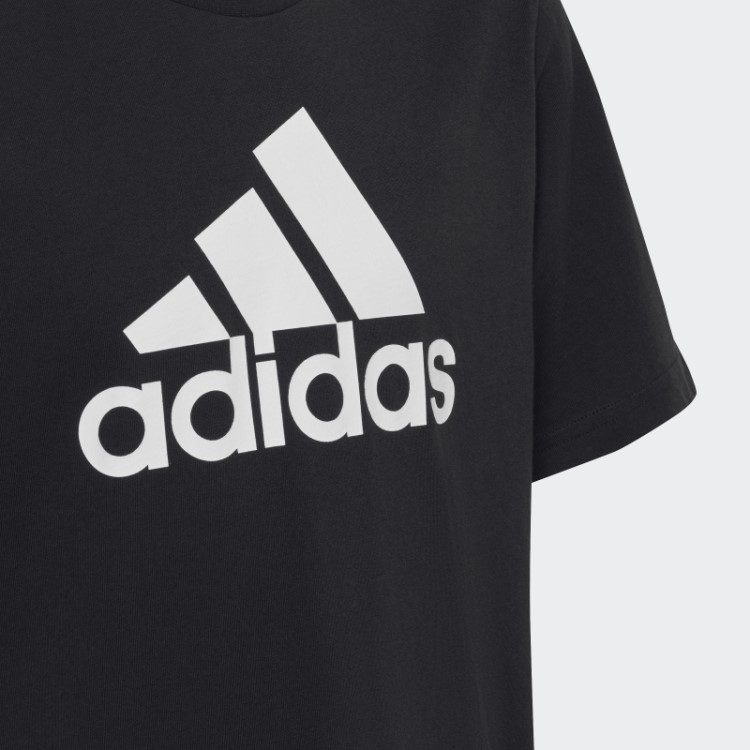 Camiseta Solta De Algodão Com Logo Grande Preto Essencial Adidas