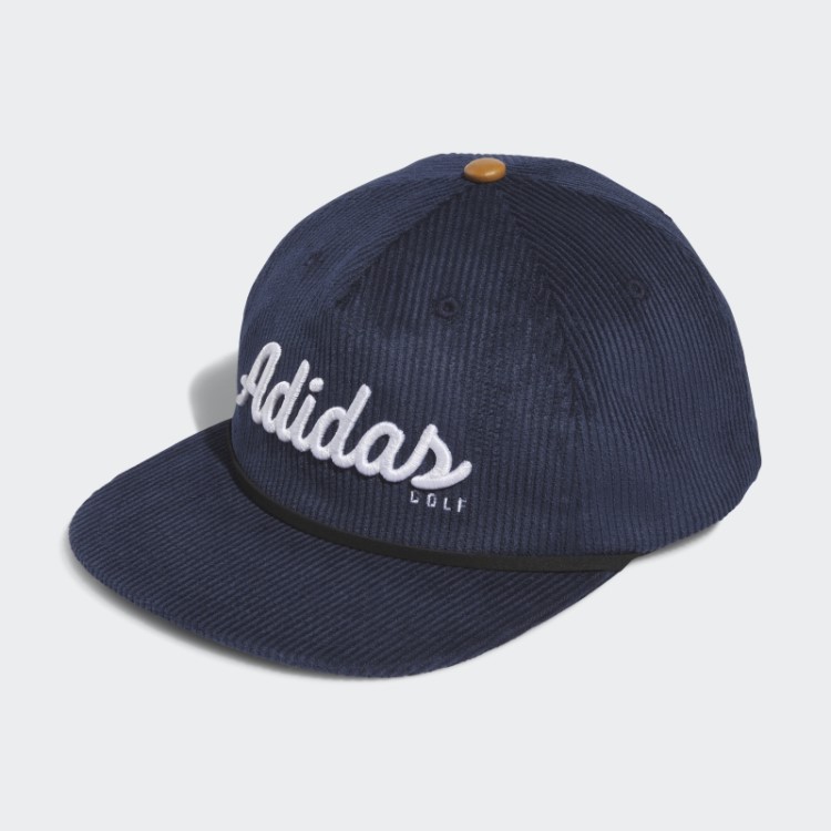Boné De Corda De Cinco Painéis De Couro De Veludo Adidas Azul Marinho
