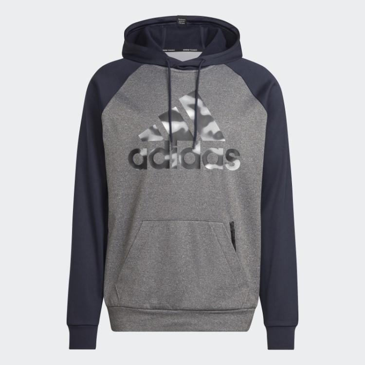 Moletom Cinza Adidas Aeroready Game And Go Camo Logo