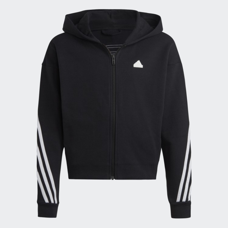 Moletom Com Capuz Preto Adidas Future Icons Com Três Listras E Zíper