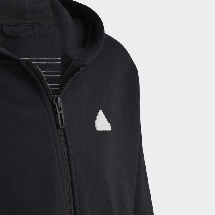 Moletom Com Capuz Preto Adidas Future Icons Com Três Listras E Zíper