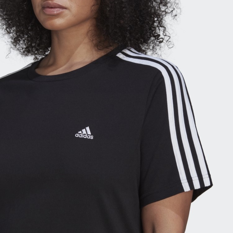 Camiseta Slim Com As Três Listras Essentials (tamanho Grande) Adidas Preta