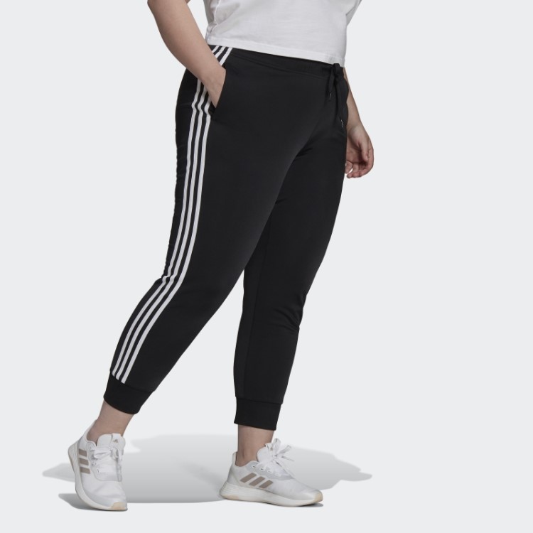 Calça Esportiva Preta Essencial Com As Três Listras Esguias (tamanho Grande) Adidas