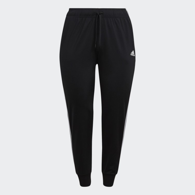 Calça Esportiva Preta Essencial Com As Três Listras Esguias (tamanho Grande) Adidas